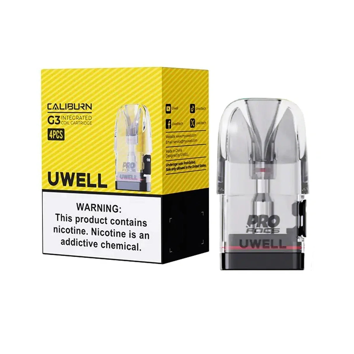 UWELL - CALIBURN G3 CARTRIDGE (4PCS/PACK) (Side Refill)