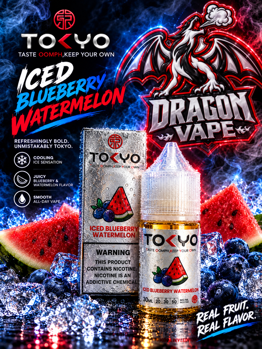 TOKYO - ICED BLUEBERRY WATERMELON 30ML [SALTNIC]