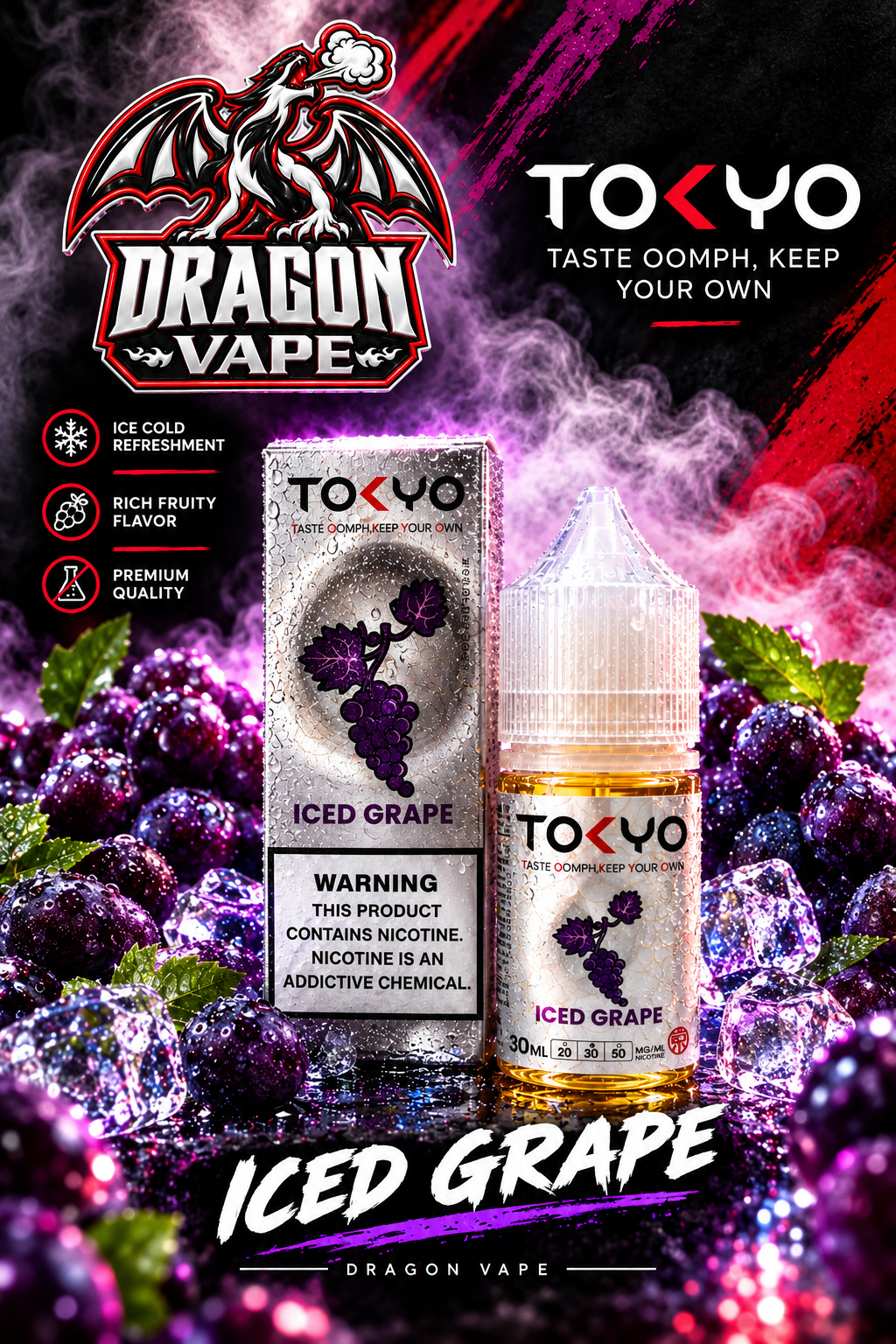 TOKYO - ICED GRAPE 30ML [SALTNIC]