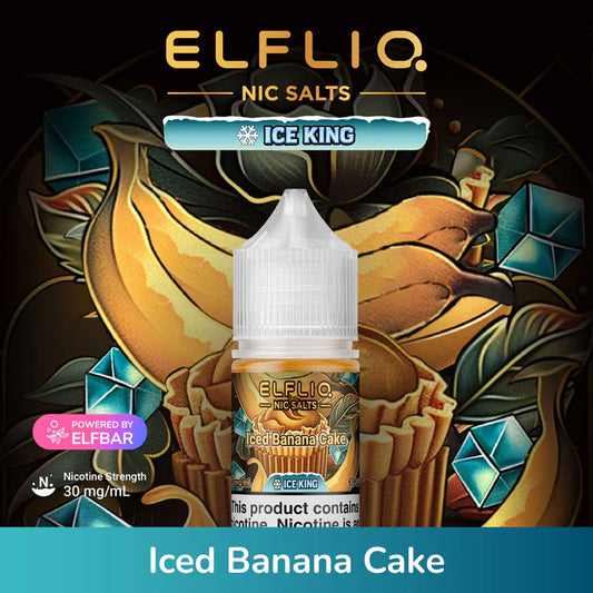ELFLIQ NIC SALTS ICE KING - ICED BANANA CAKE 30ML [SALTNIC]