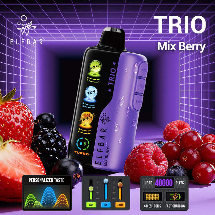 ELFBAR TRIO 40000 PUFFS 5% (SOUR,ICE,SWEET)