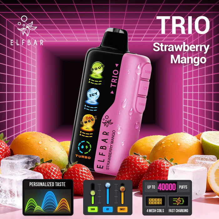 ELFBAR TRIO 40000 PUFFS 5% (SOUR,ICE,SWEET)