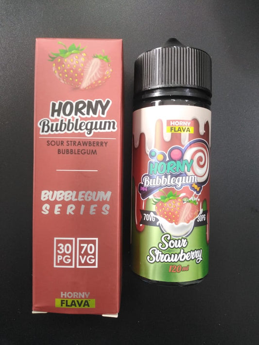 HORNY FLAVA - HORNY BUBBLEGUM - SOUR STRAWBERRY BUBBLEGUM 120ML